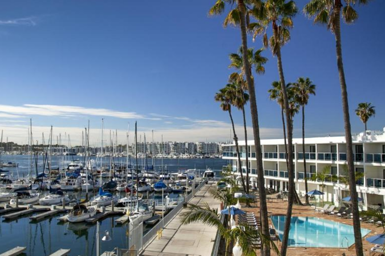 Pool and marina views at Marina del Rey Hotel